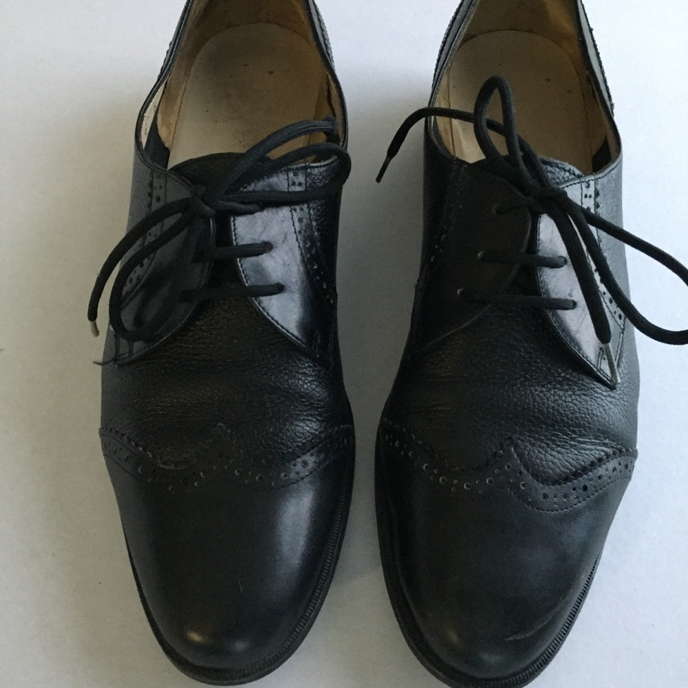 Black leather oxfords